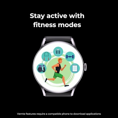 Smartwatch displaying fitness modes with a running figure