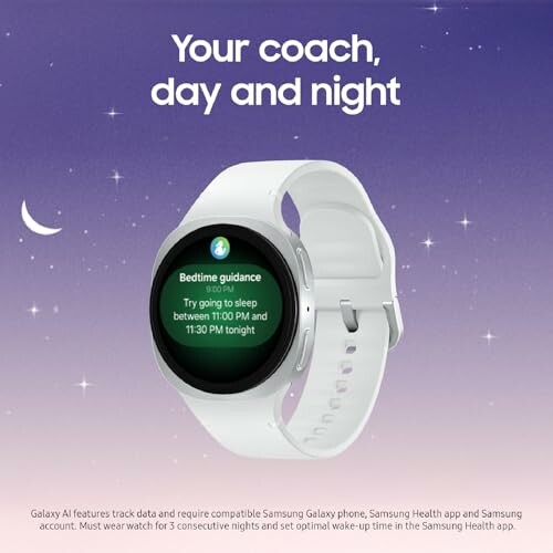 Samsung Galaxy Watch with bedtime guidance feature on display.