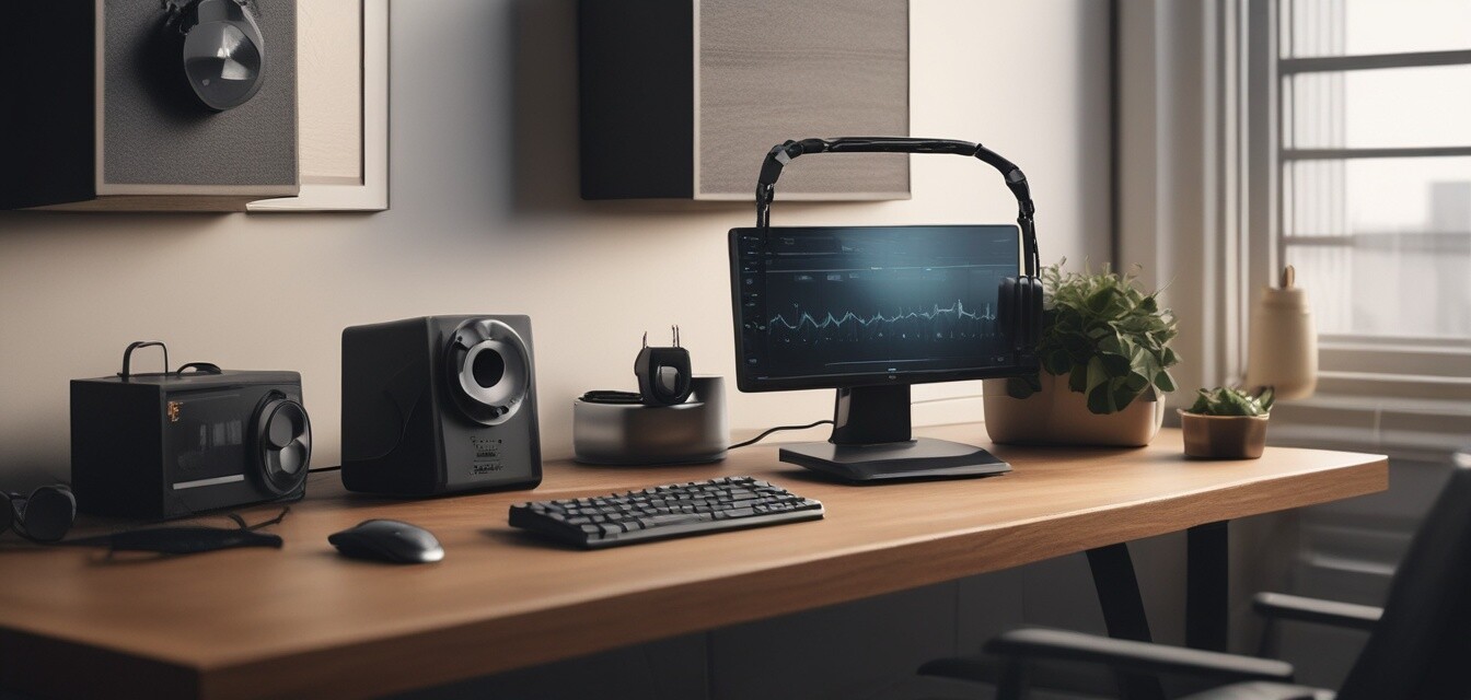 Various noise-cancelling products in a professional setting