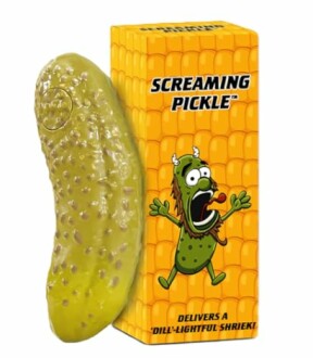 Screaming Pickle toy with cartoon character box.