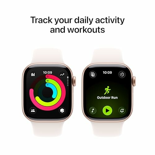 Two Apple Watch Series 11 Smartwatches displaying activity rings and workout app