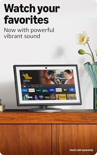 TV screen displaying streaming services interfaces, promoting vibrant sound.